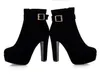 Plus Size 33 34 To 40 41 42 43 Blue Red Synthetic Suede Platform Ankle Boots Sexy Buckle Thick High Heel Designer Boots 12cm