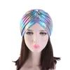 Fashion-Women Glitter Turban Caps Muzułmańska Głowa Rainbow Indie Cap Headwrap Chemolopecia Hair Dopth Loss Hat Islamski Headscarf Bonnet Czapki