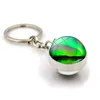 Northern Lights Time Gem Keychain Keyring Double-sided Glass Ball Charm Pendant Keychain Fashion Creative Women Men Jewelry Best Friend Gift