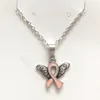 Nuovo arrivo collana all'ingrosso del cancro al seno collana del nastro rosa collana del pendente di angelo per i regali di consapevolezza del cancro al seno