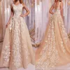 Champagne Dresses Gorgeous Jewel Neck Lace Appliqued Cheap Boho Country Wedding Dress Bridal Gown Robe De Marie