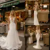 Gali Karten 2019 sjöjungfru bröllopsklänningar med avtagbar kjol sopa tåg v nacke Backless bohemian bröllopsklänning skräddarsydda brudklänningar