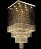 Modern K9 Crystal Chandelier Lights Square LED Pendant Lamp Stair Staircase Lamp Home Living Room Lighting Modern LED Ceiling Light Fixtures