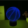 Творческий 3D Sports Basketball Ball Led Иллюзия RGB Изменение цвета