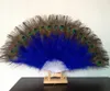 Peacock Fan Plastic Staves Feather Fan for Costume Dance Party Decorative Handheld Folding Fan Multi-color RRA2500