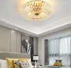 Modern Luxury Crystal Chandelier Taklampor Ytmonterad Chrome Ljoner Lysning Runda Led Taklampor för sovrumsbelysning