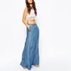 2018 Zomer Lange Maxi Rok Hoge Taille Vloerlengte Denim Rokken Vrouwen Casual A-lijn Jupe Saia Jeans Longa met Zakken J190426