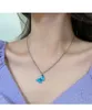 Clavicle Chain Blue Butterfly Pendant Necklace Korean Female Costume Drag Queen Jewelry 1 Pc for Women