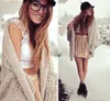 Kvinnor Oversized Long Cardigan Tröjor Vinter Batwing Sleeve Cardigans Kvinna Stickade Kläder Khaki Jackor Gratis Storlek