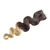 İnsan saç uzantıları PU Cilt Atkı bandı İki ton ombre bakire brezilyalı saç uzantıları vücut dalga bant saç uzantıları üzerinde / T4 / 613