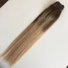 Ombre mänskligt hår weftförlängningar Virgin Brasilianska peruanska malaysiska indiska raka Balayage Brown Blond T418 ombre hårväv8636922