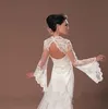 2020 Bridal Bolero Kurtka Szal biała Ivory Trumpet Długie Rękawy Tanie Sexy Koronkowe Aplikacje Złudzenie Otwórz Wróć Formalne Okładki Bridal Plus Rozmiar
