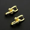 Venta caliente Fashion Lady 316L Titanio acero Letra T 18K chapado en oro en forma de U Pendientes de cadena larga 3 colores