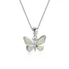 Wilde Lebenstiere Schmuck Feueropal Schmetterling Anhänger aus 925er Sterlingsilber Damen Halskette als Geschenk1812729