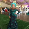 ASO EBI Långärmade kvällsklänningar Sexiga Sheer Neck Lace Appliques Mermaid Prom Klänning Lång Formell Vestidos African Dresses Evening Wear Aw