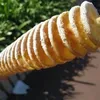Cachorro-quente elétrico 3 em 1 Tornado Twister Cortador de batatas em espiral Fatiador de batatas fritas + Fritadeira de 51 cm de comprimento + Vara de bambu de 35 cm