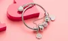 Yhamni Romantic Original Silver Heart-Shaped Snake Chain Charm Armband For Women Brand Armbandbangle DIY Jewelry Making Gift HZ286T
