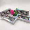 25mm 3D Vizon Eyelashees El Yapımı 2 Çiftleri Holografik Kutuları Uzun Dramatik% 100 Gerçek Vizon Yanlış Eyelashes