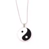 Antique Black White Yin Yang Pentagram Pendant Reversible Double-Sided Design Taoist Totem Religious Necklace