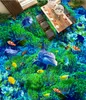 バスルームの水中世界の自己接着剤3Dの壁紙の壁PVCの床のための3Dの床の壁紙