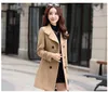 PULABO Women's Double-Breasted Slim Solid Wool-Blend Winter Pea Coats Winter Long Coat Women Ropa Mujer Invierno Female Jacket