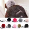 Lady girl Fausse Fourrure Fluffy Ball Pom Pom Scrunchies pompon Élastique Ponytail Holder cheveux corde cheveux cravates bobbles accessoires 100pcs