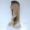 FZP blond toppkvalitet Elegant hår 28 "Långt rak peruk syntetisk för kvinnor daglig användning för svarta kvinnor