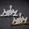 Men Strings Iced Out Bling CZ 18K 골드 도금 MBM 동기 부여 머니 레터 펜던트 목걸이 힙합 쥬얼리 체인 선물