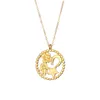 Cercle trèfle palmier fer à cheval pendentif collier pour femmes abondance charme bijoux or argent couleur souhait carte collier ras du cou cadeaux