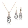 Collier boucles d'oreilles ensemble bijoux pour femmes goutte d'eau cristal diamant chaîne en or collier ensemble pour filles dame mode bijoux de mariage cadeaux