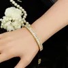 Pera Luxury Indian Dubai Bridal Свадебный подарок Большой Кубический Циркокон Урожай Багет Браслет Браслет Золотой Цвет Украшения для Женщин Z010 MX190727