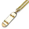 Fashion Men 18K Gold Skateboard Pendant Neckner Designer Hip Hop Rap Rock Jewelry 60 cm Collane punk a catena per maschi1575397