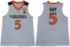 2019 Men's NCAA Virginia Cavaliers 12 De'Andre Hunter Kyle Guy Jersey #5 UVA Final Four ACC Virginia Cavaliers College Basketball Jersey