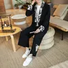 Japanese Style Men Cotton Linen Suit Loose Vintage Streetwear Plus Size Male Spring New Komono Shirt Wide Leg Pants 2 pcs Sets1273h