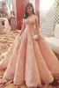 2020 Nieuwe Roze Arabische Baljurk Quinceanera Jurken Cap Sleeves Kant Applicaties Beaded Sweet 16 Court Train Party Prom Avondjurken Slijtage