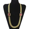 Wholesale-Men's hip hop with 2 Ruby Diamond alloy necklace Hot