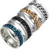 316L Rostfritt stål Mäns Ringar Avancerad Boutique Guld Svart Silver Kedjor Roterbar Finger Ring För Kvinnor Mode Smycken i Bulk