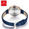 Julius Women's Watch for Small Wrist Ladies Top Quality Luxury Blue Wristwatches Japan Movement Waterproof Leather Clock JA-1077