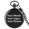 Diseño personalizado Relojes Palabras Foto del logotipo en la portada o marcar Case suave de cuarzo Analógico Policita Collar Cabina de colgante Regalo único