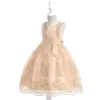 Summer Children lace tulle pageant dress Flower girls gold gauze floral embroidery Formal Dress 2019 summer new kids princess dress Y1106