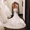Sexy Meerjungfrau-Hochzeitskleider, volle Spitze, schulterfrei, Strand-Hochzeitskleid, Kapellen-Schleppe, Boho-Brautkleid in Übergröße
