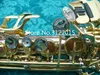 Anpassad Serie Vacker Silver Plated Body Gold Lacquer Key Sopran Rak Rör B Flat Brass Saxofon med fallmunstycke Gratis frakt
