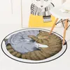 Cat paresseux tapis rounds pour la chambre à vivre chaise d'ordinateur tapis de couches de sol