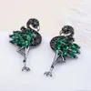 Fashion-Flamingo Earrings For Women Cubic Zirconia 925 Silver Stud Earings Rings Lady Bird Earring Jewelry