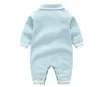 Baby Boys Romper Niemowląt Dzianiny Lapel Onesie Kids Stripe Lapel Z Długim Rękawem Kombinezony 2019 Jesień Nowy Baby Boy Ubrania Y2569