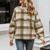 Affectie casual o nek plaid lamswol hoodies sweatshirt vrouwen vintage losse trui sweatshirt herfst winter dames jassen T200727