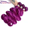 Misturado 3 pcs Roxo Onda Do Corpo Brasileiro Virgem Cabelo Humano Tecer Suave Ondulado Pré Colorido Costurar Em Extensões Barato Roxo Máquina Dupla 1881690