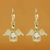 Wholesale Hot Sale Latest Design Gold Plated Crystal Angel Wing Pendant Earrings