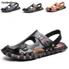 Sandals Men Shoes Cow Leather 45 Large Size 46 47 Fashion Casual Closed toe Hollow Beach man sandals