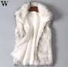 Colete de lã feminina colorida casual casual casaco de pele ladras faux peles colete de peles stand colar casaco